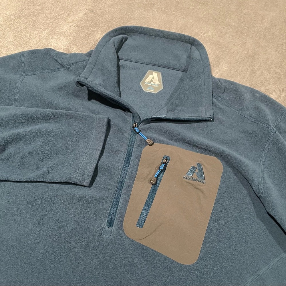 Eddie Bauer First Ascent Sweater Mens M Blue Whittaker Fleece 1/2 Zip Pullover